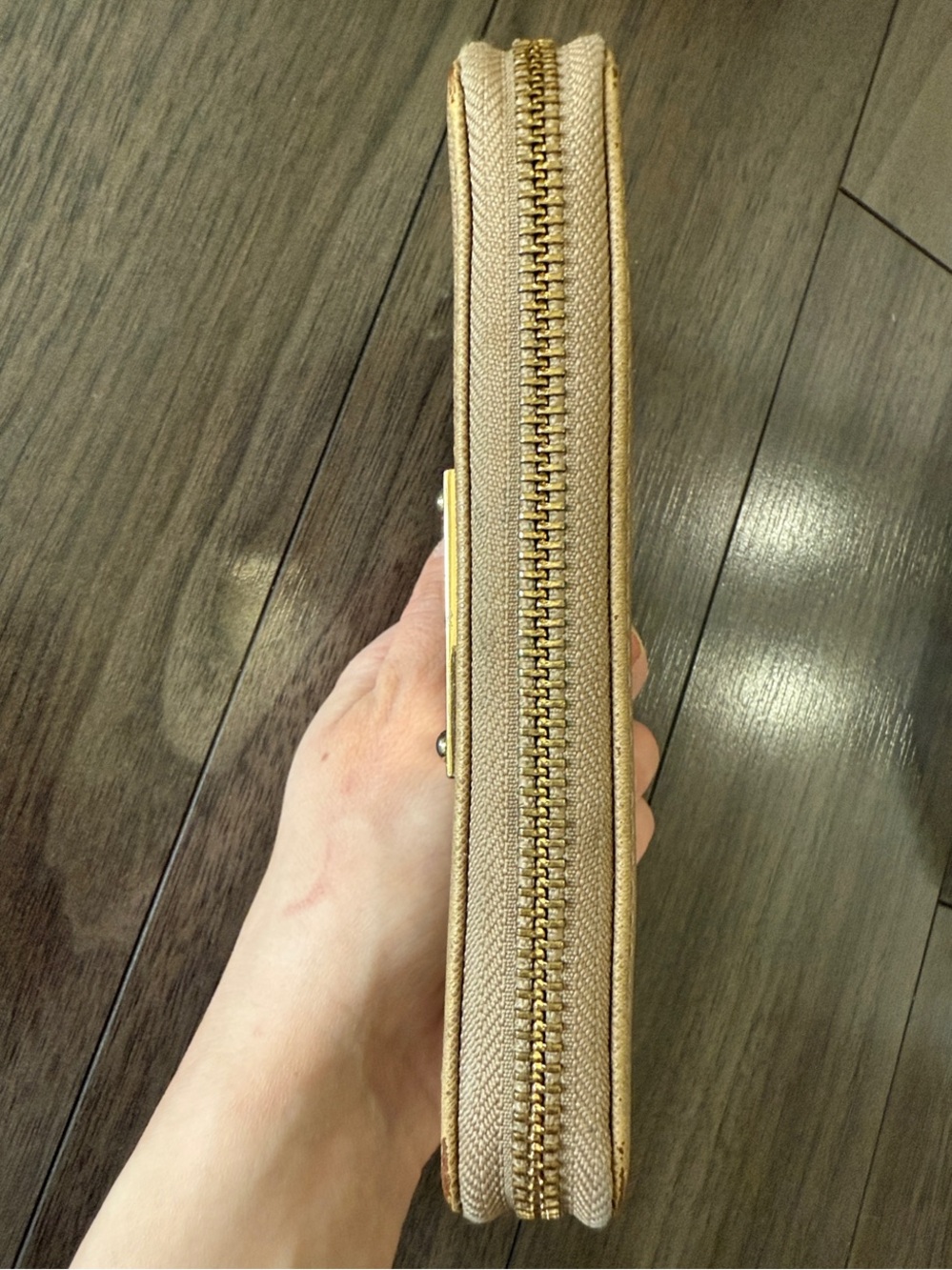 Michael Kors Beige Gold-Plate Zip Wallet - Picture 8 of 10